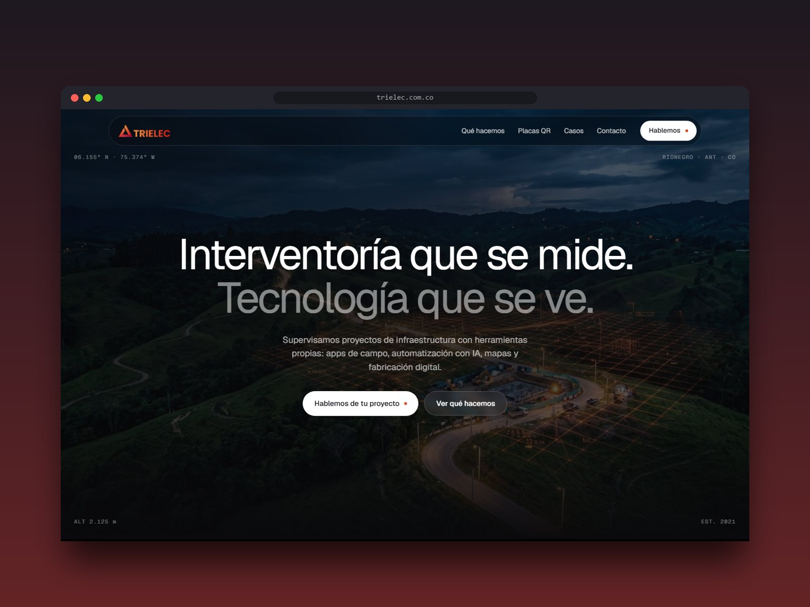 Sitio web de TRIELEC en un navegador